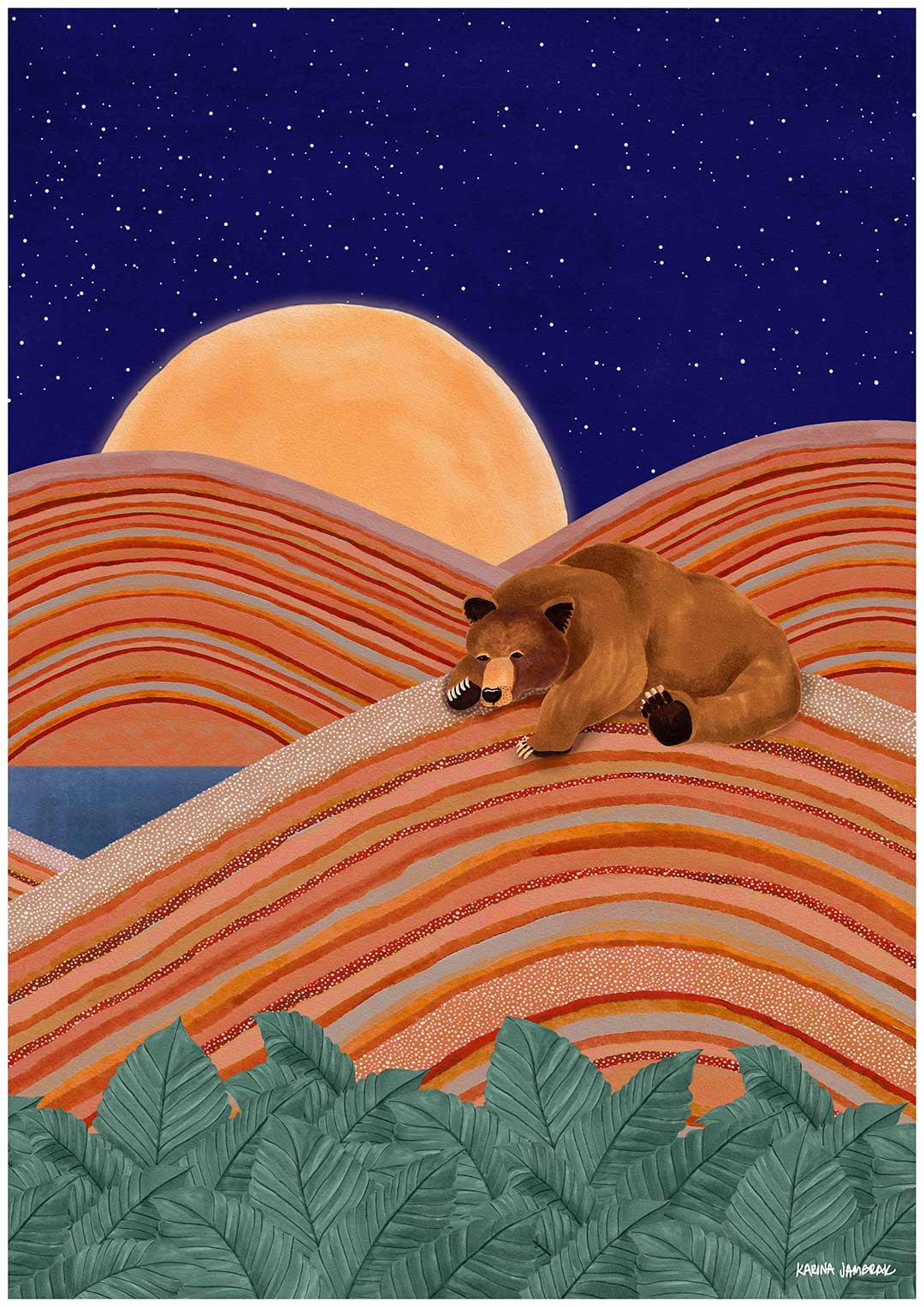 Moonlight Goodnight Bear Fine Art Print