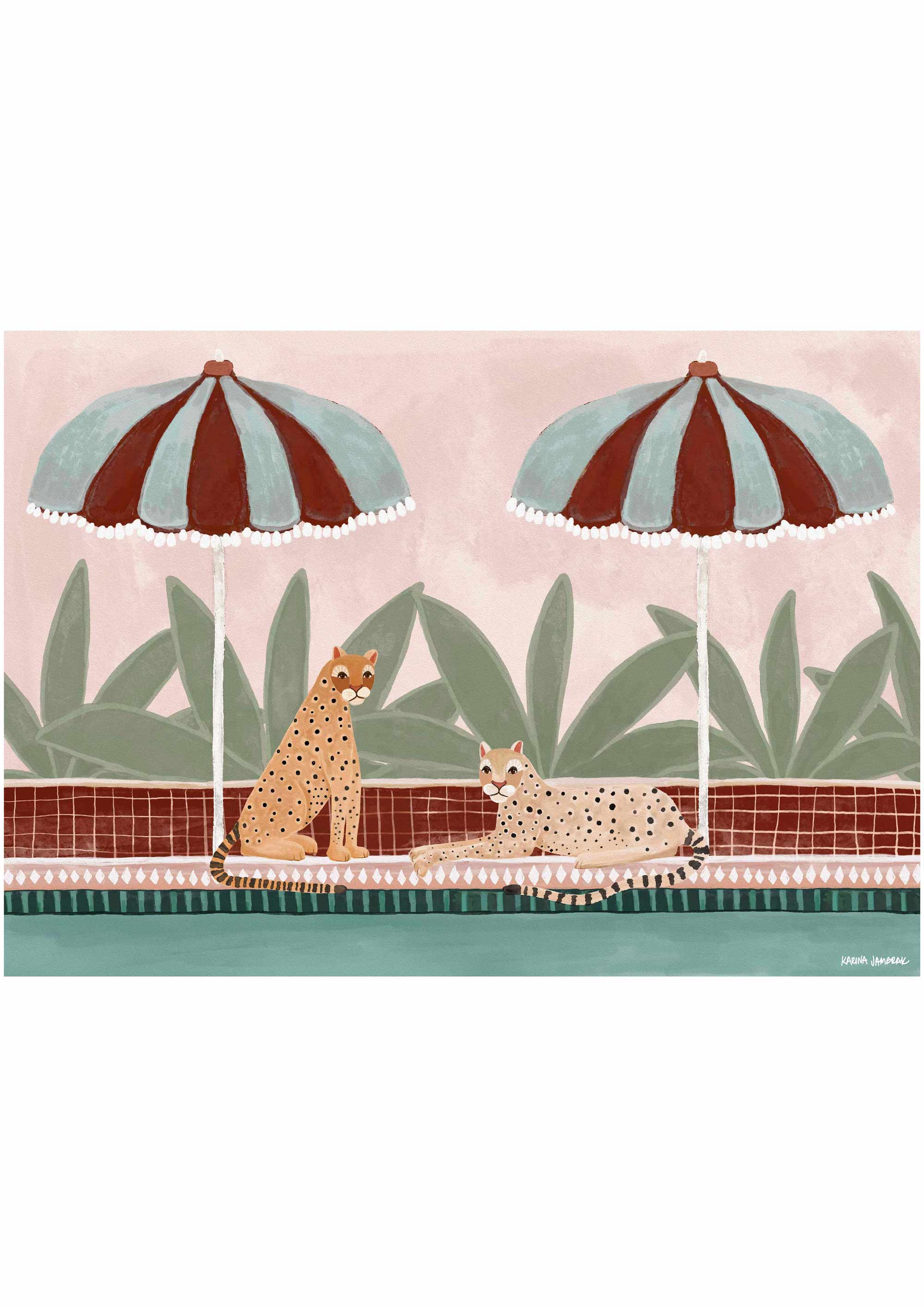 Cheetah Pool Party Fine Art Print