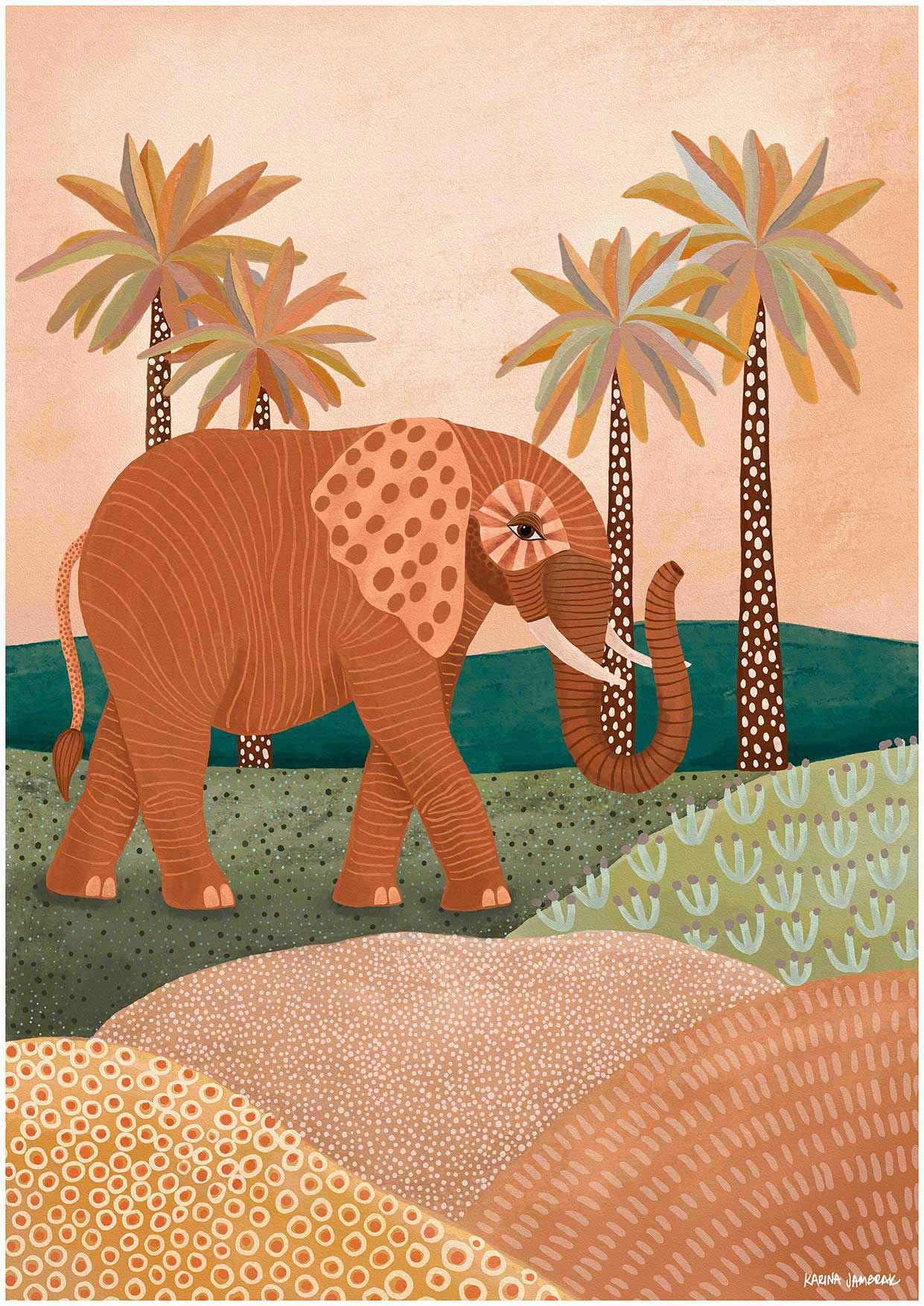 Elephant Garden Wander Fine Art Print