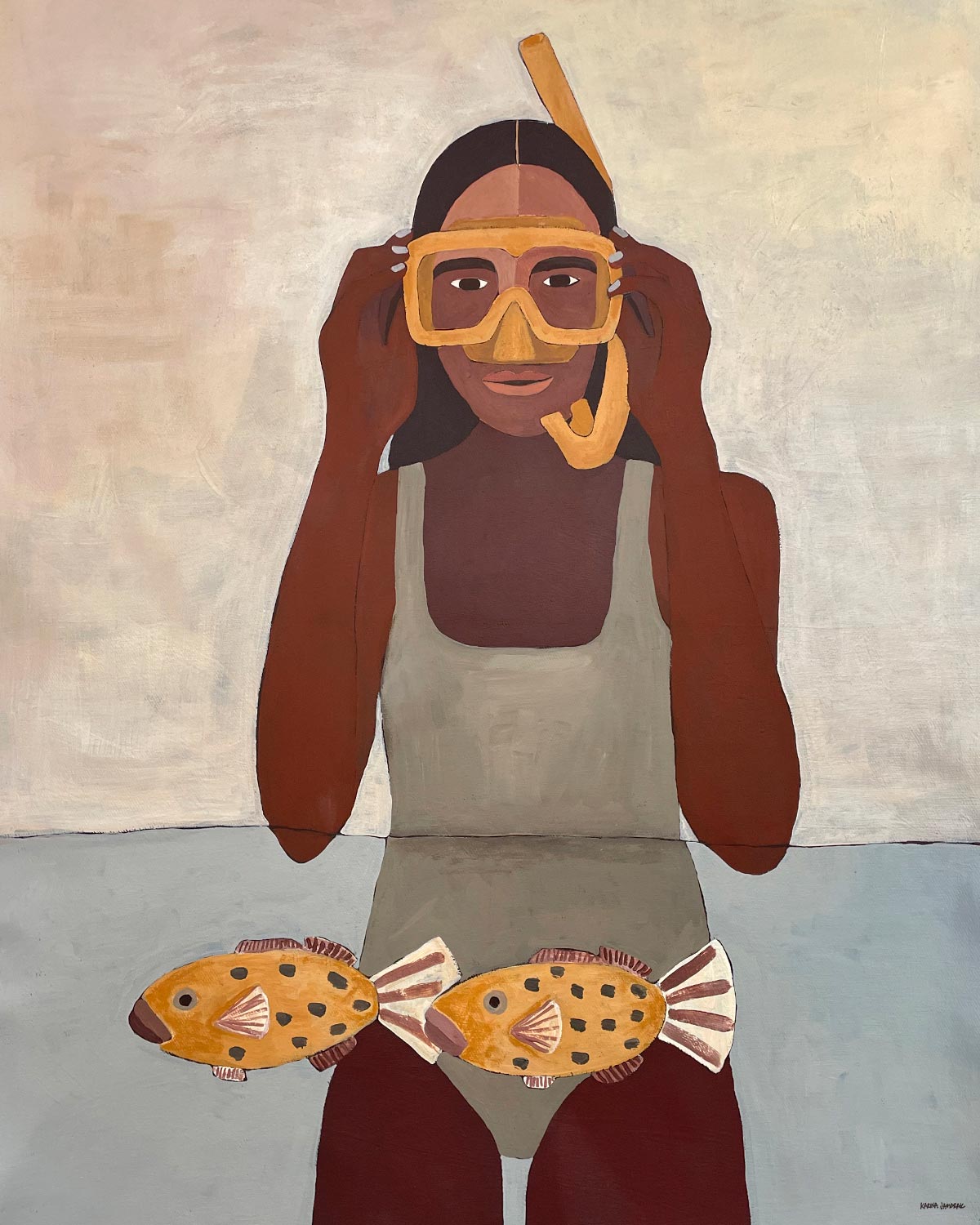 Girl With Snorkel Fine Art Print