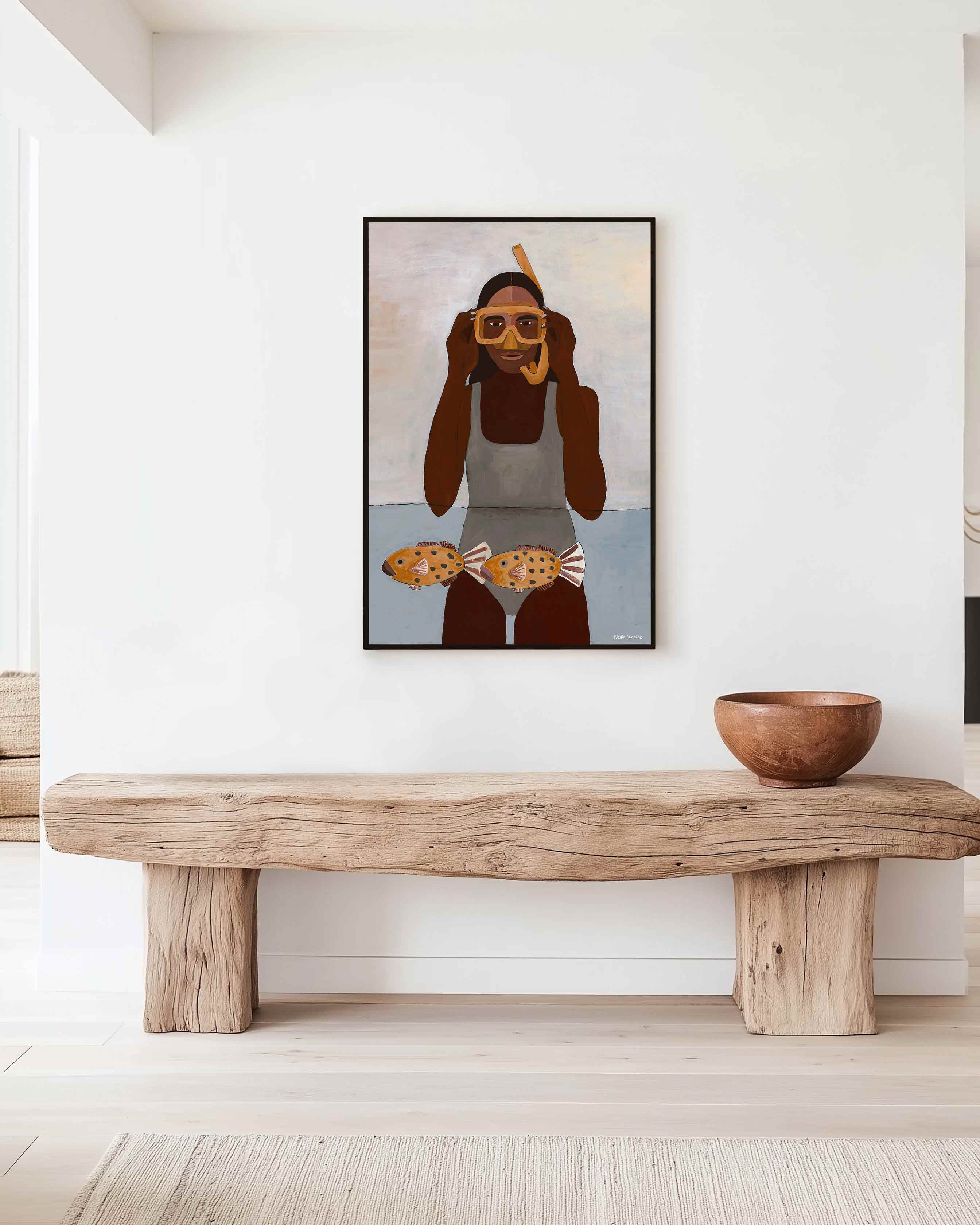 Girl With Snorkel Fine Art Print