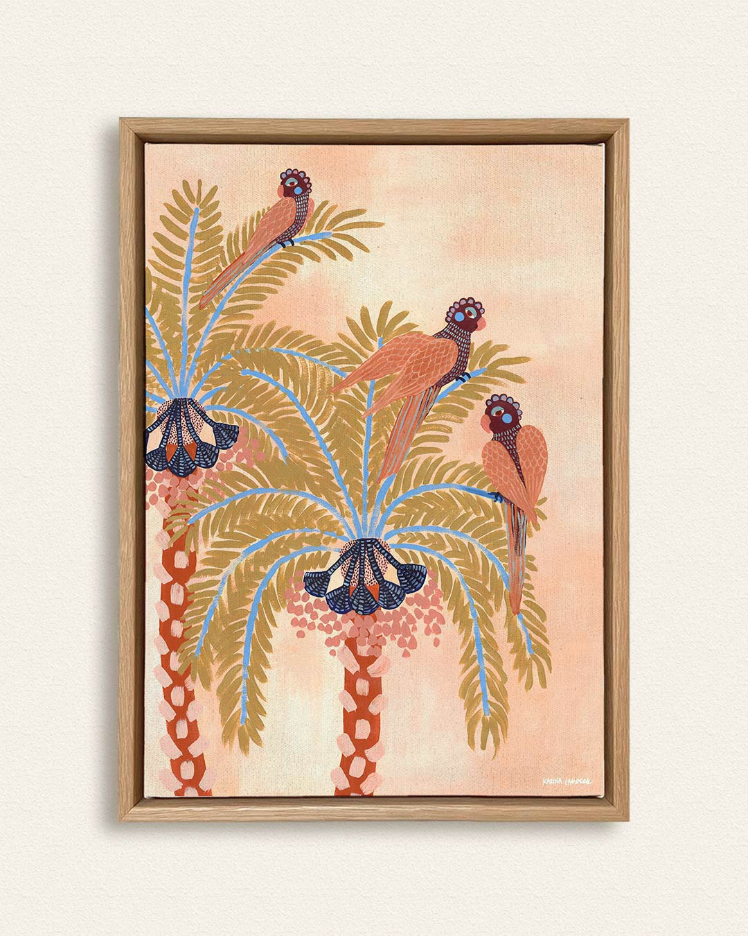 Parrots In Palms Fine Art Print