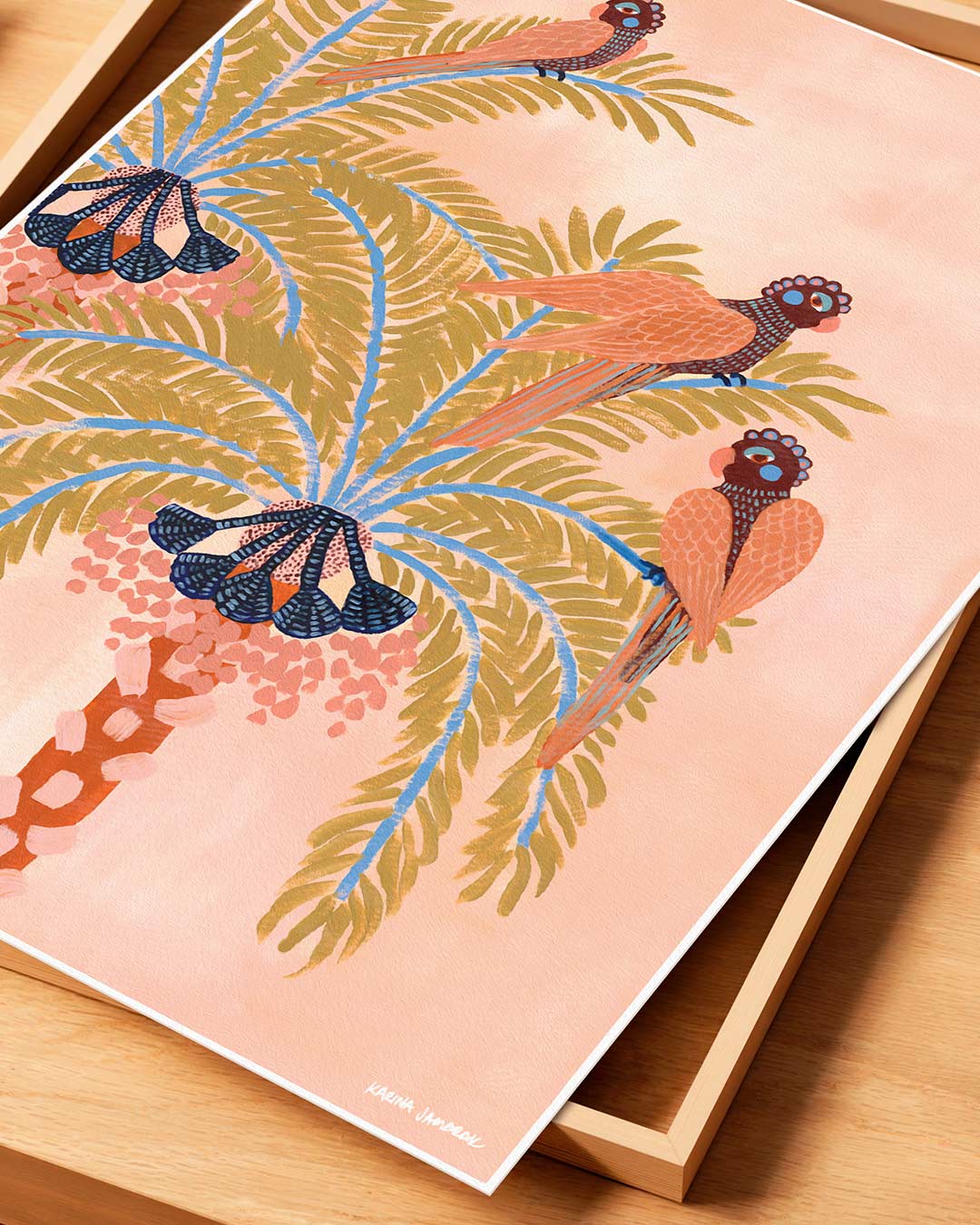 Parrots In Palms Fine Art Print