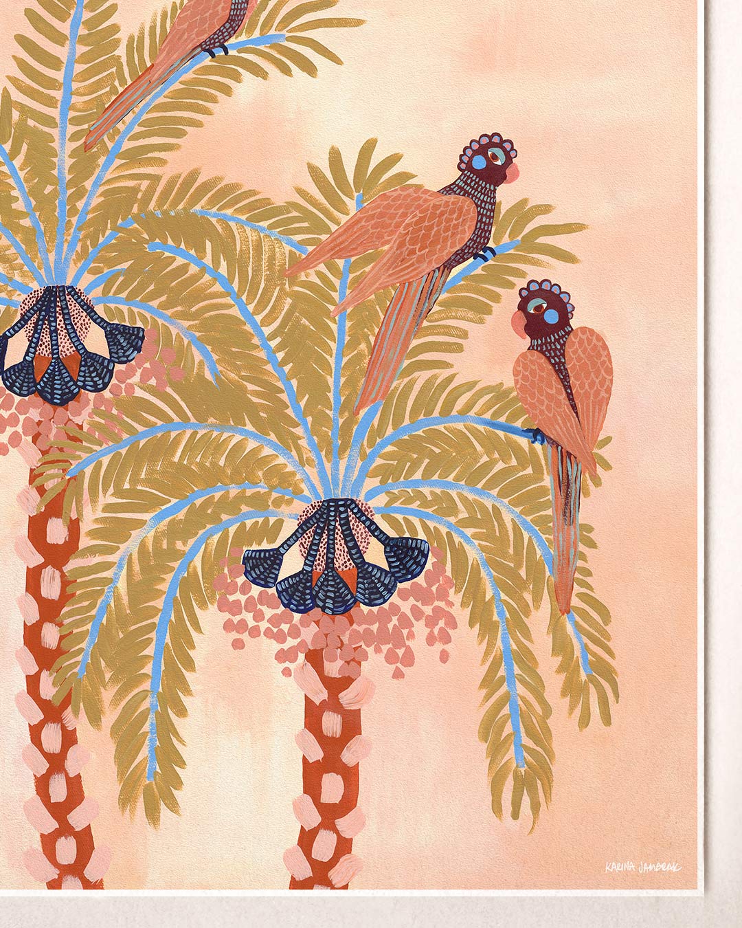 Parrots In Palms Fine Art Print