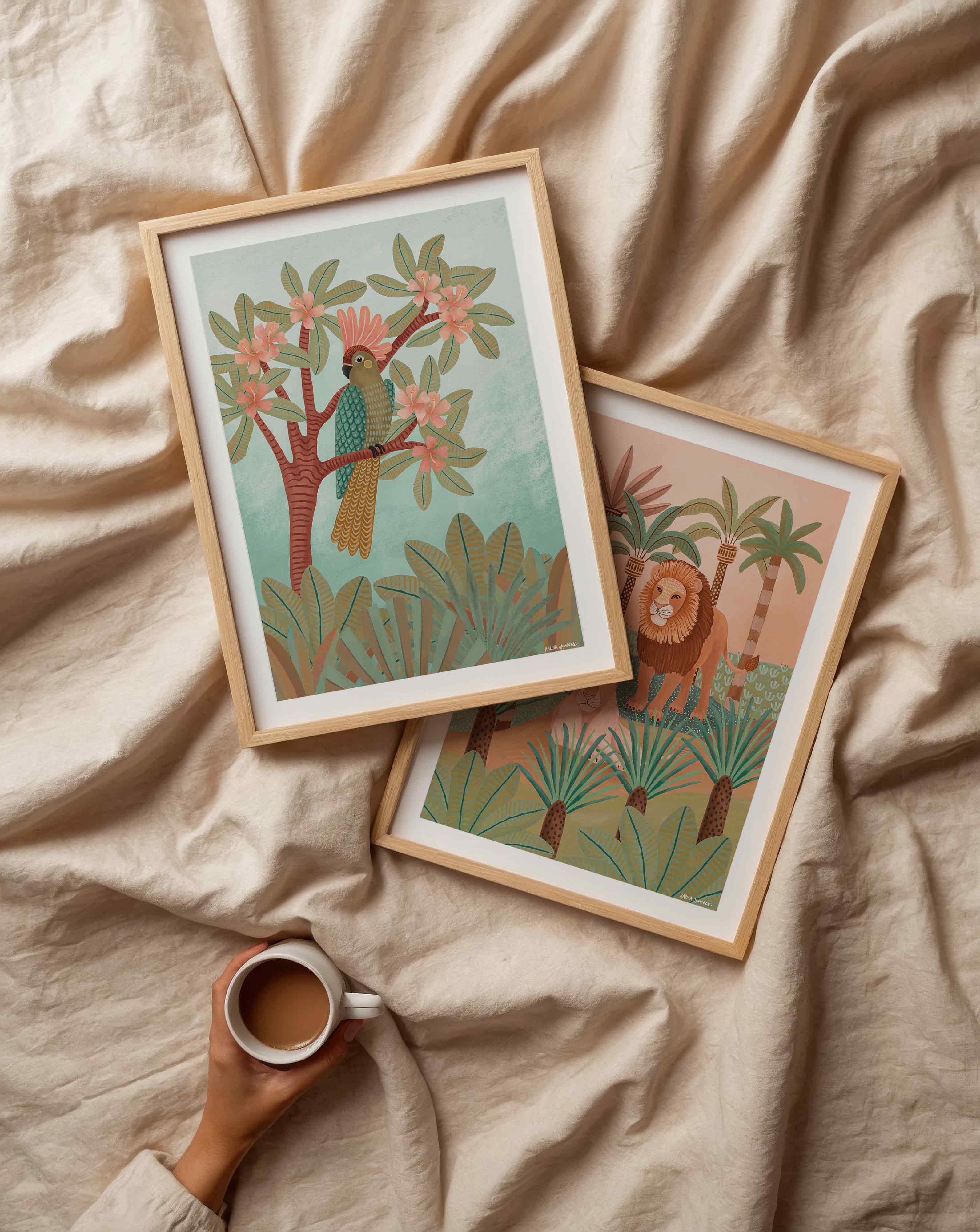 Parrot In Hibiscus Tree Fine Art Print