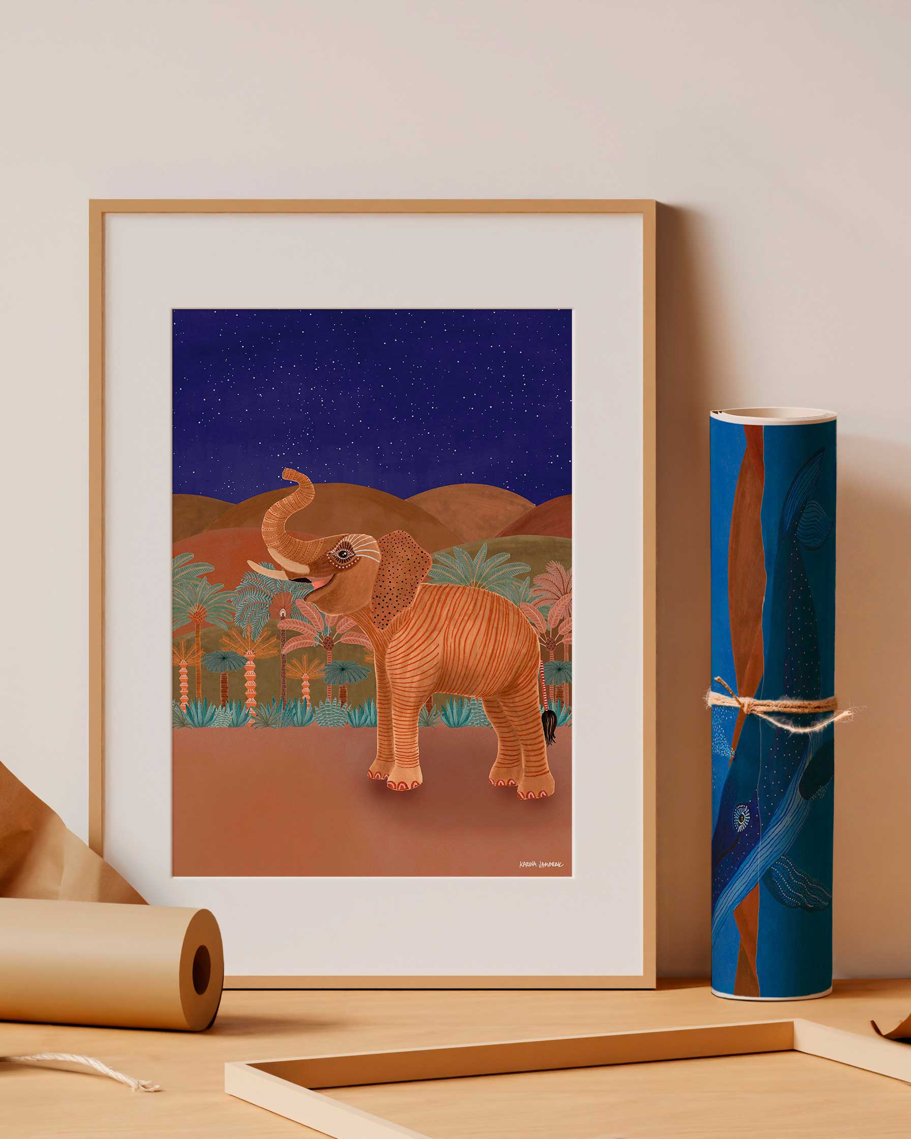 Moonlight Goodnight Elephant Fine Art Print