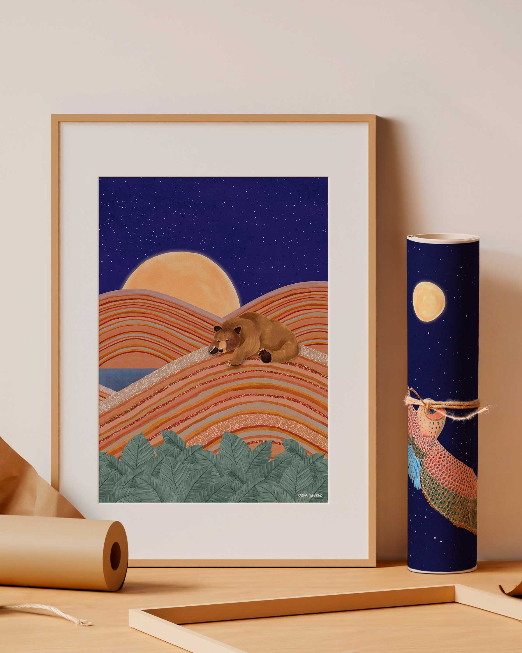 Moonlight Goodnight Bear Fine Art Print