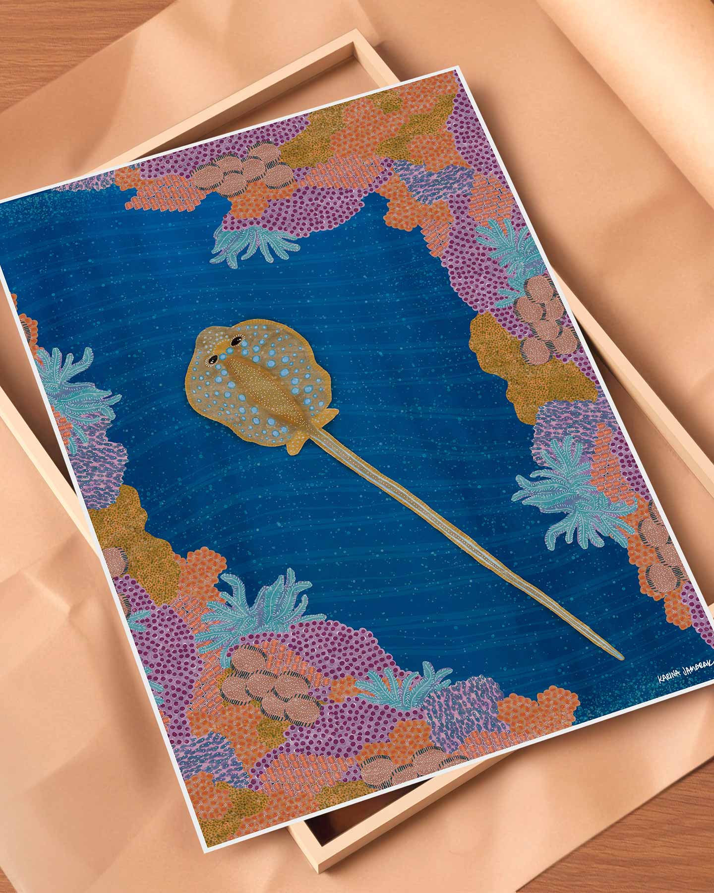 Moonlight Goodnight Stingray Fine Art Print