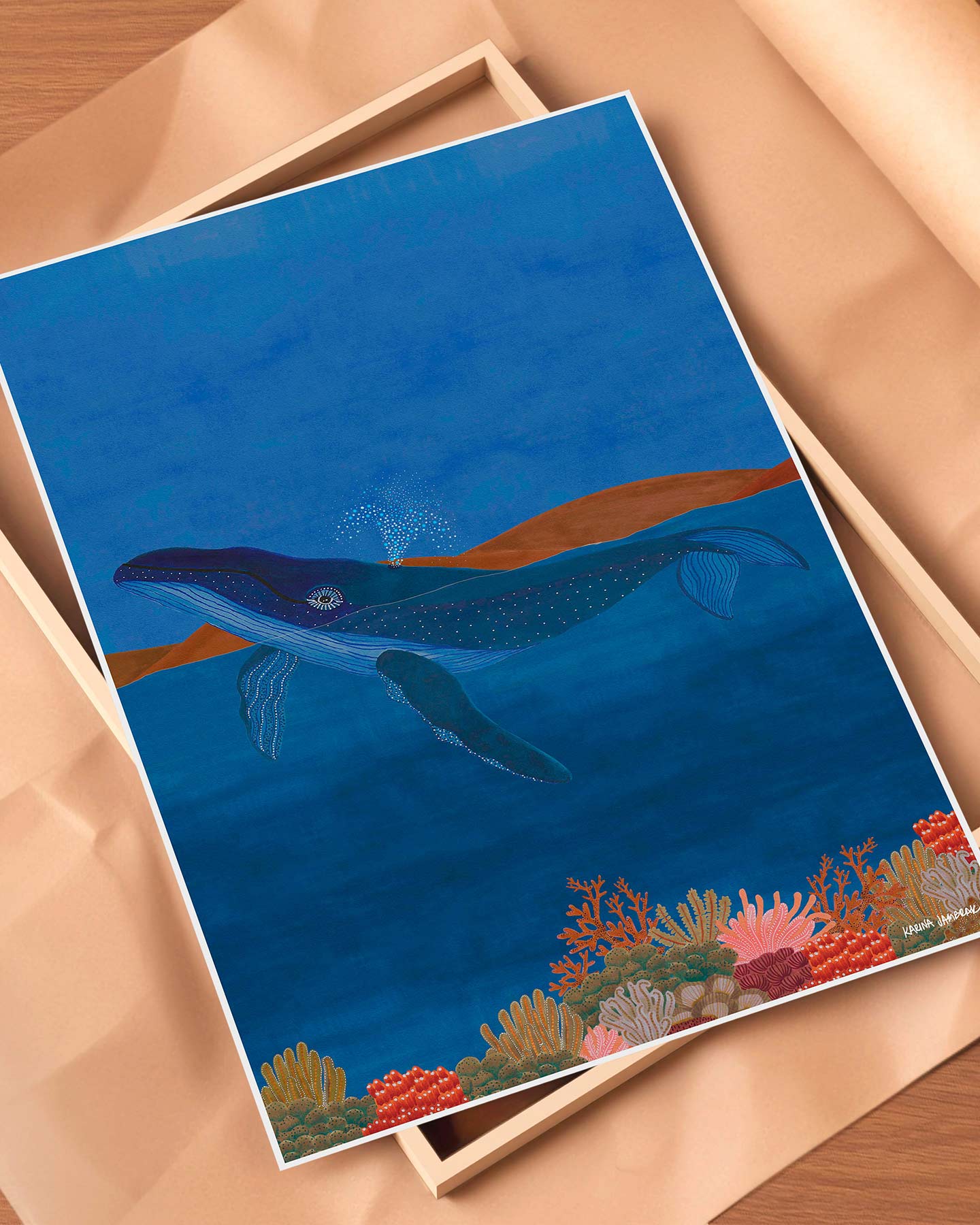 Moonlight Goodnight Whale Fine Art Print