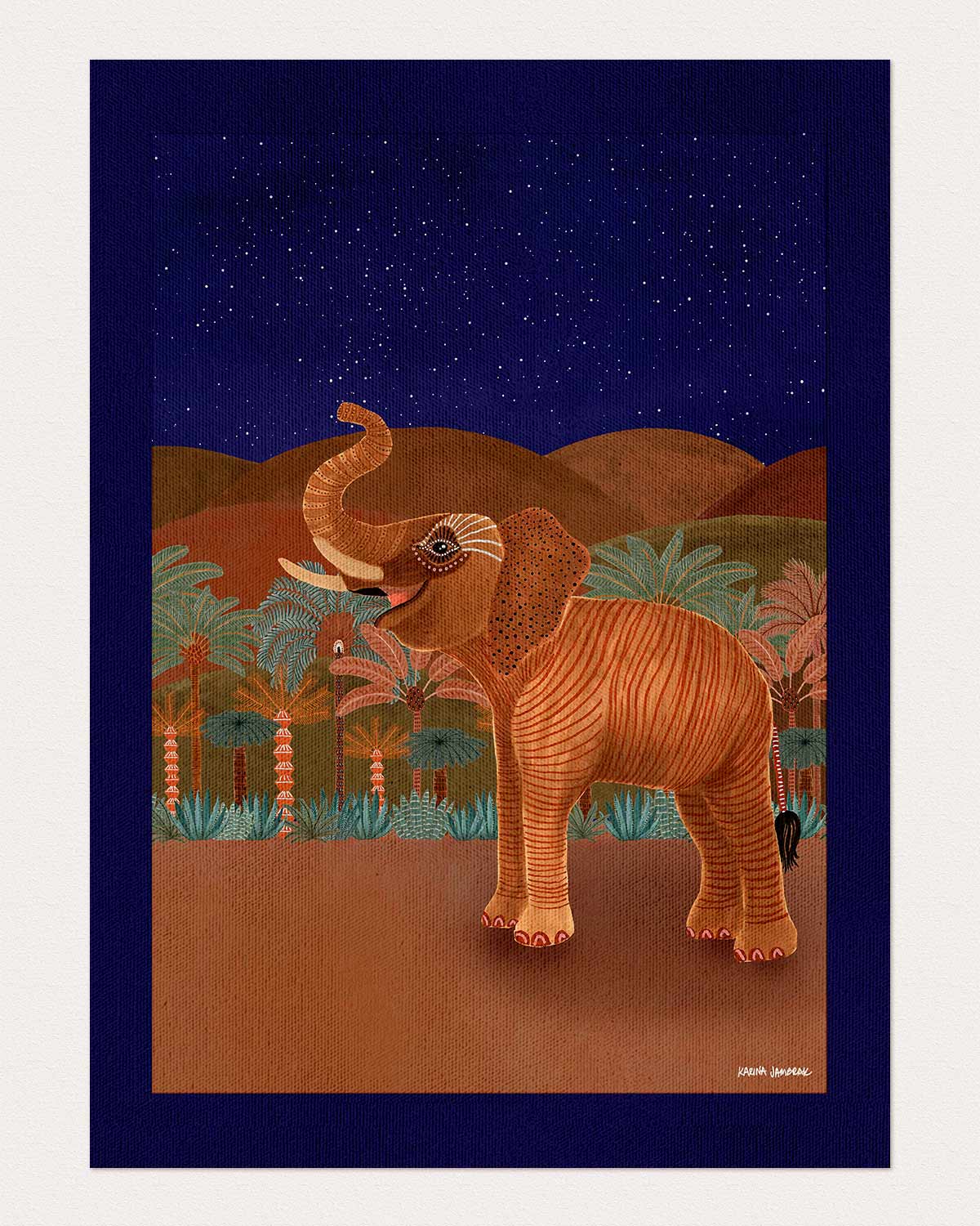 Moonlight Goodnight Elephant Fine Art Print