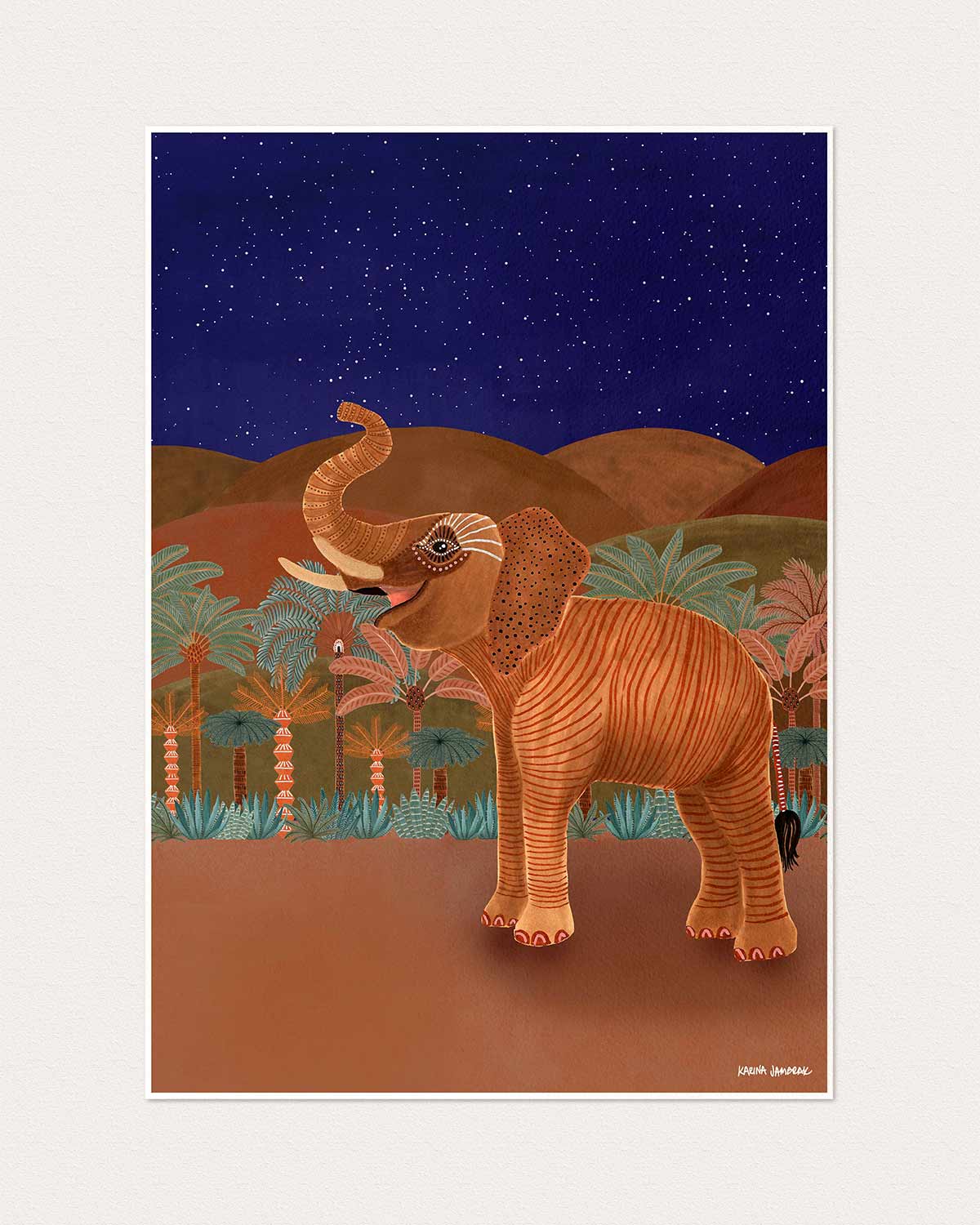 Moonlight Goodnight Elephant Fine Art Print
