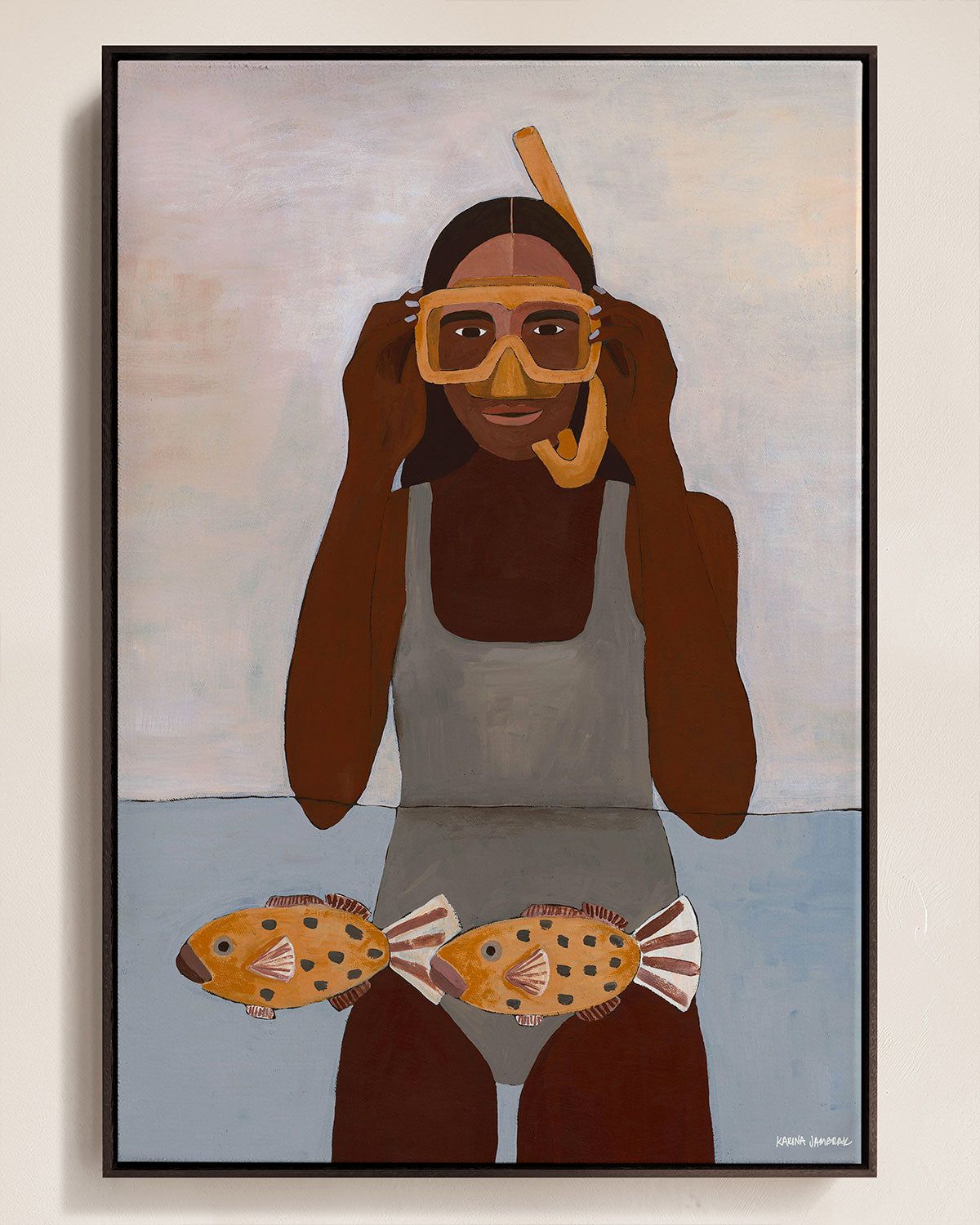 Girl With Snorkel Original Painting 63 x 93cm