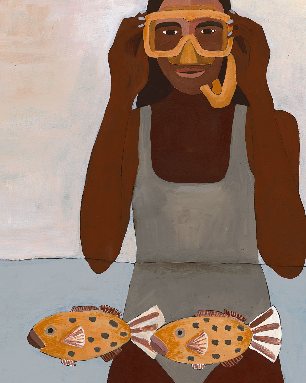 Girl With Snorkel Original Painting 63 x 93cm