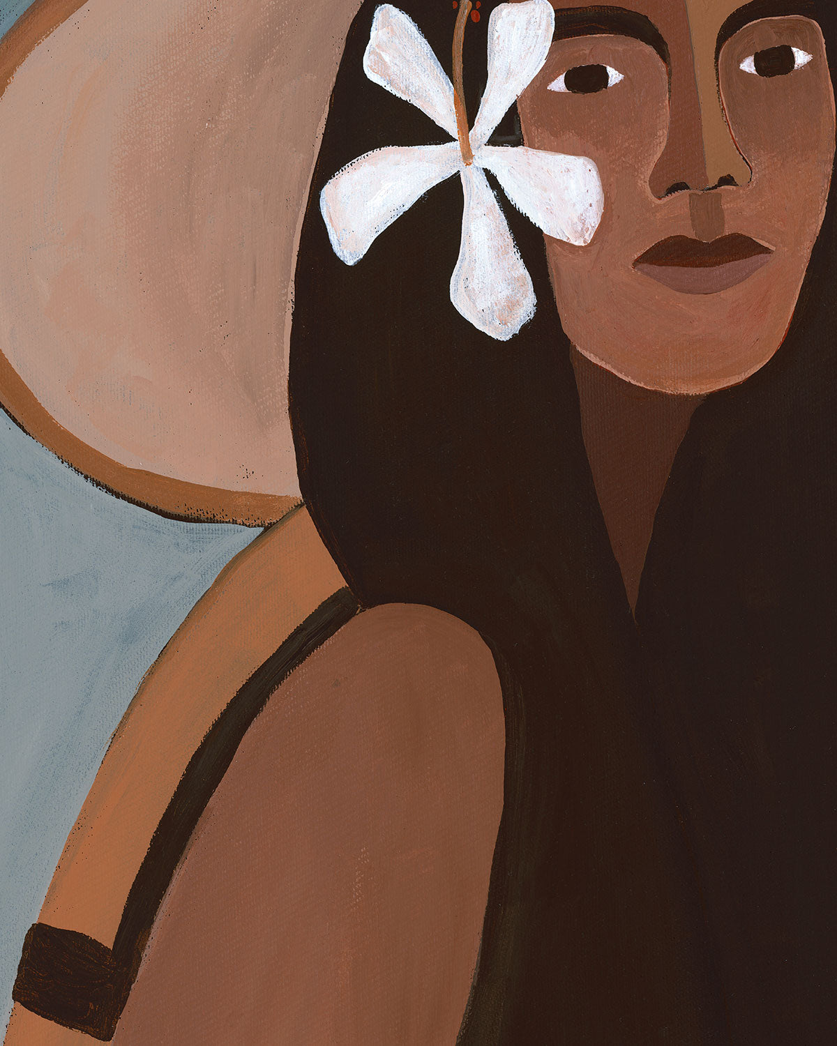 With A Flower In Her Hair Original Painting 38 x 48cm