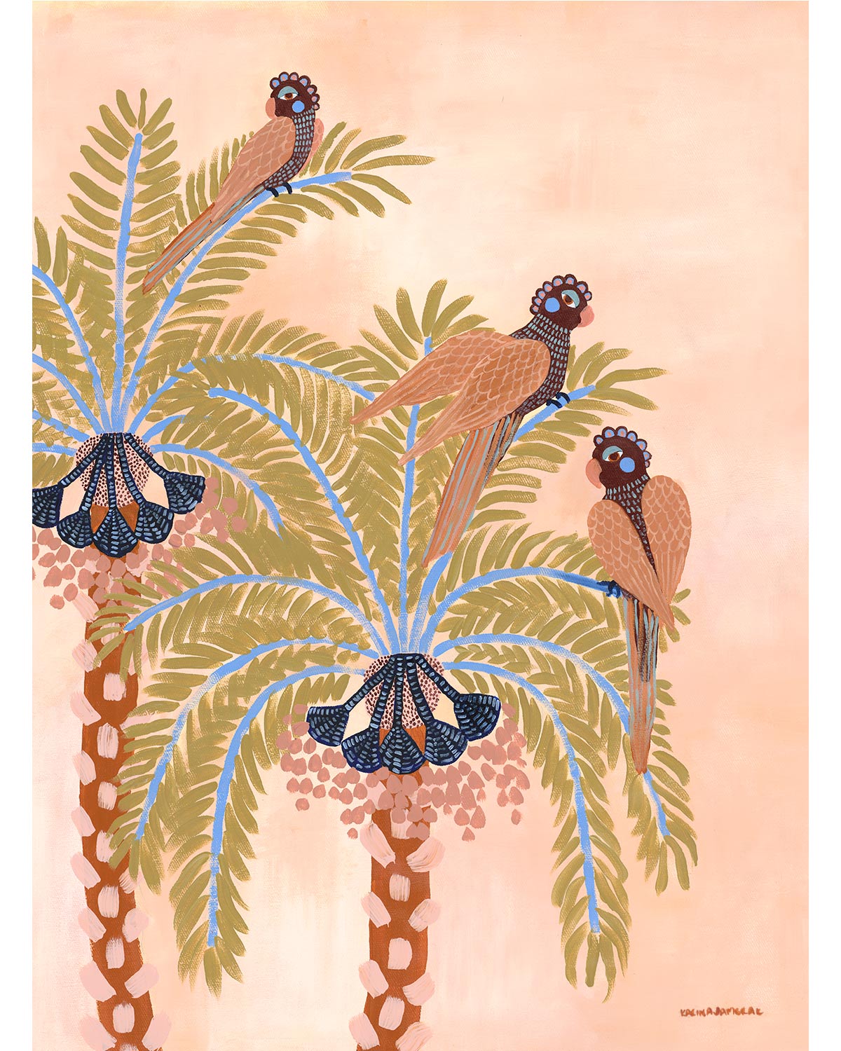 Parrots In Palms Original Painting