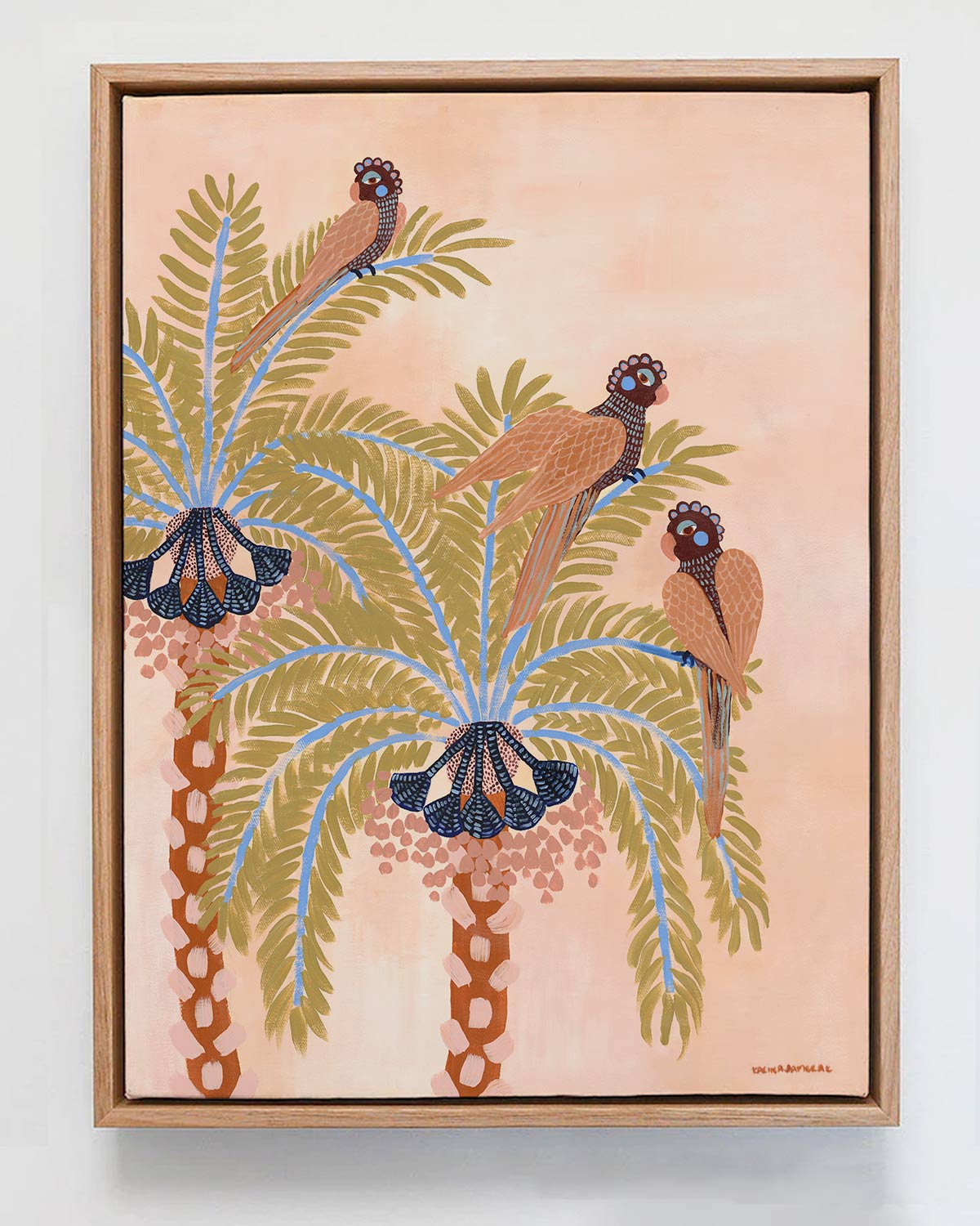 Parrots In Palms Original Painting