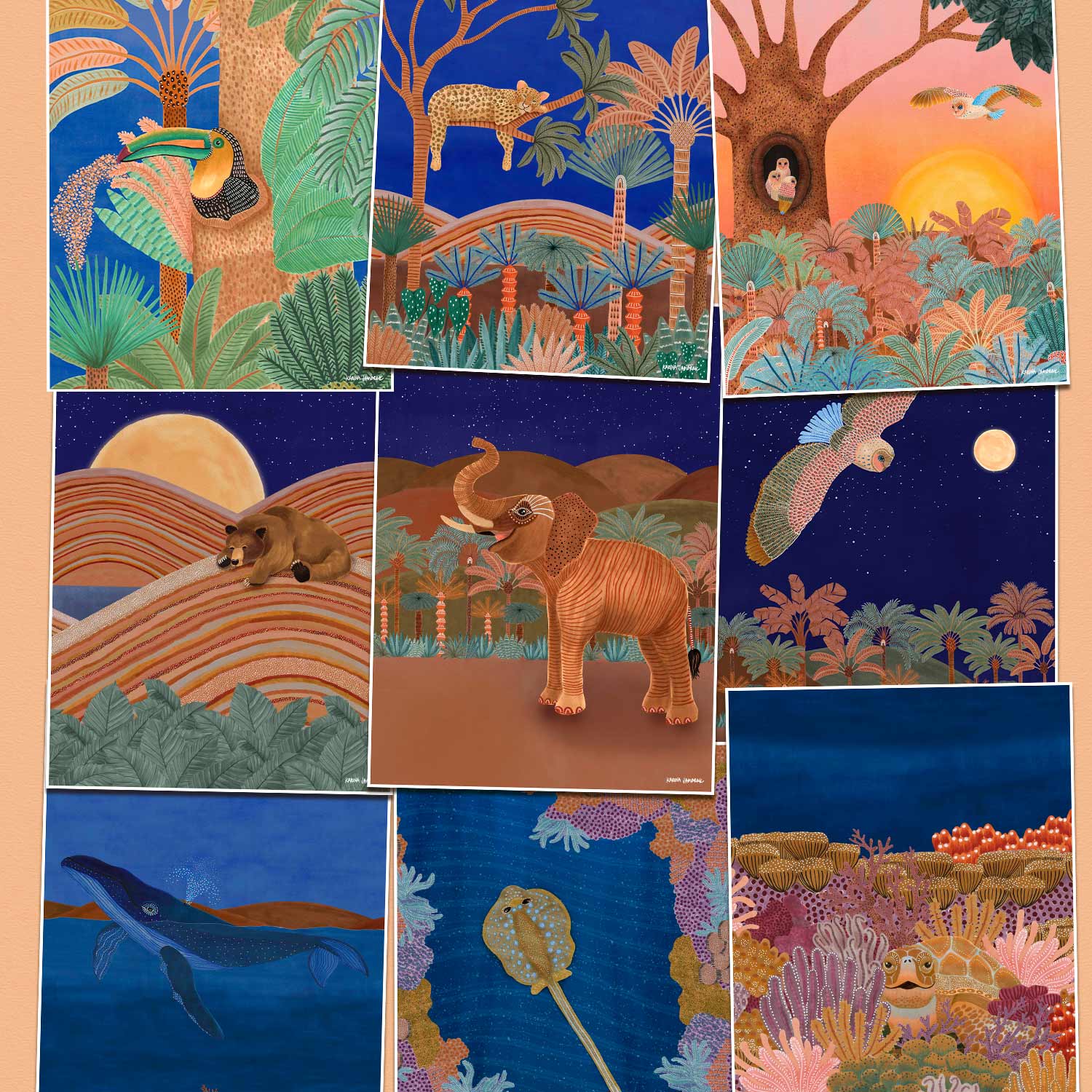 Moonlight Goodnight Sunset Owl Fine Art Print