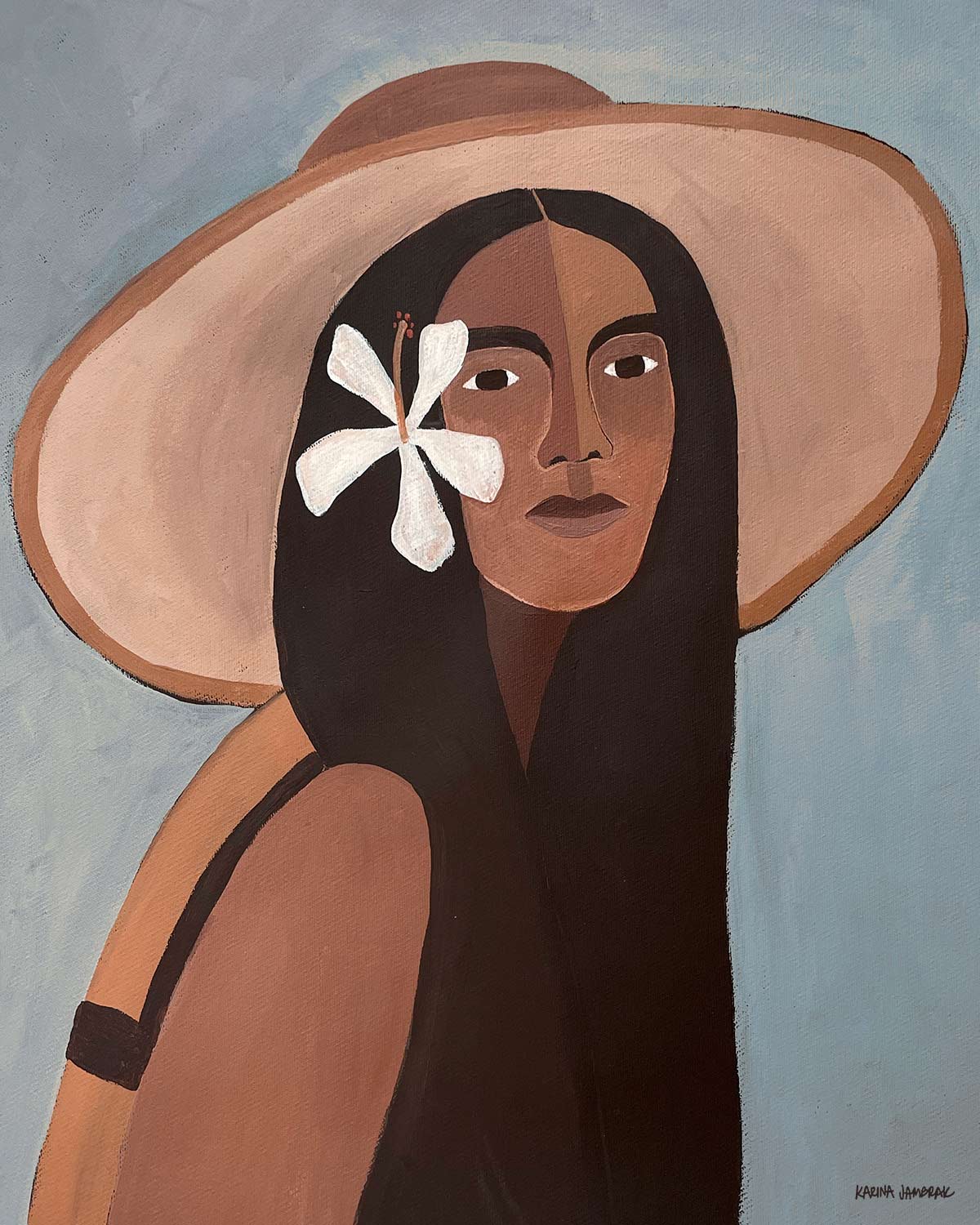 With A Flower In Her Hair Fine Art Print