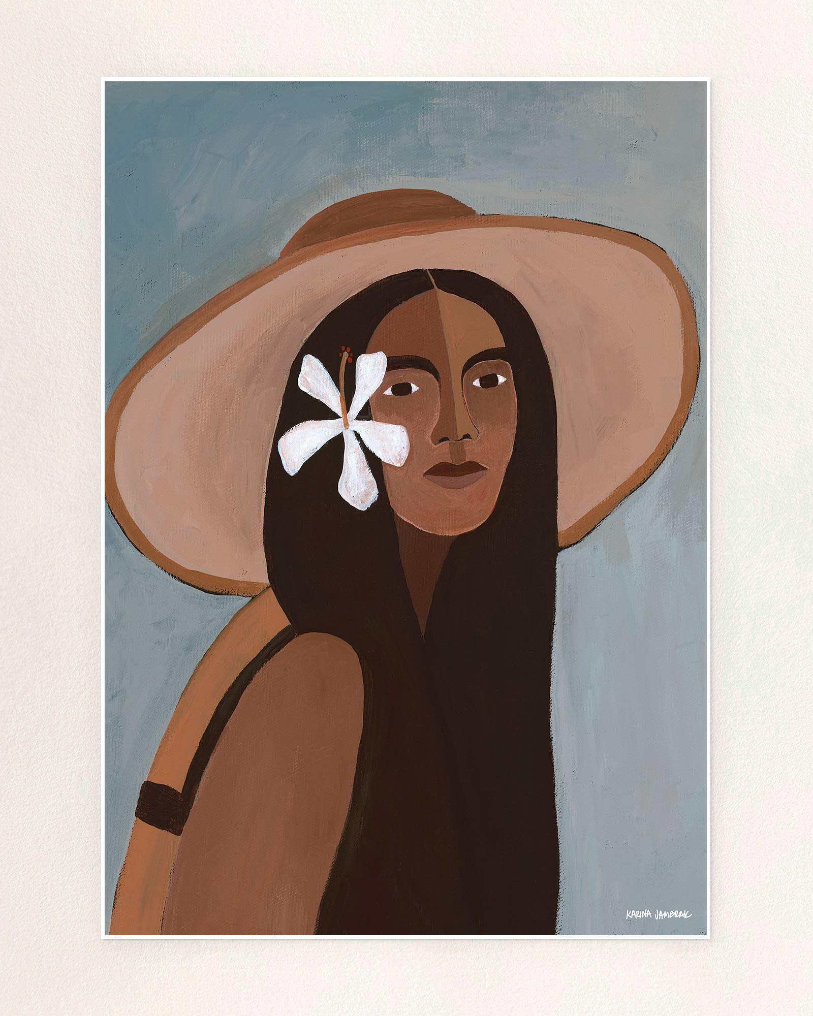 With A Flower In Her Hair Fine Art Print