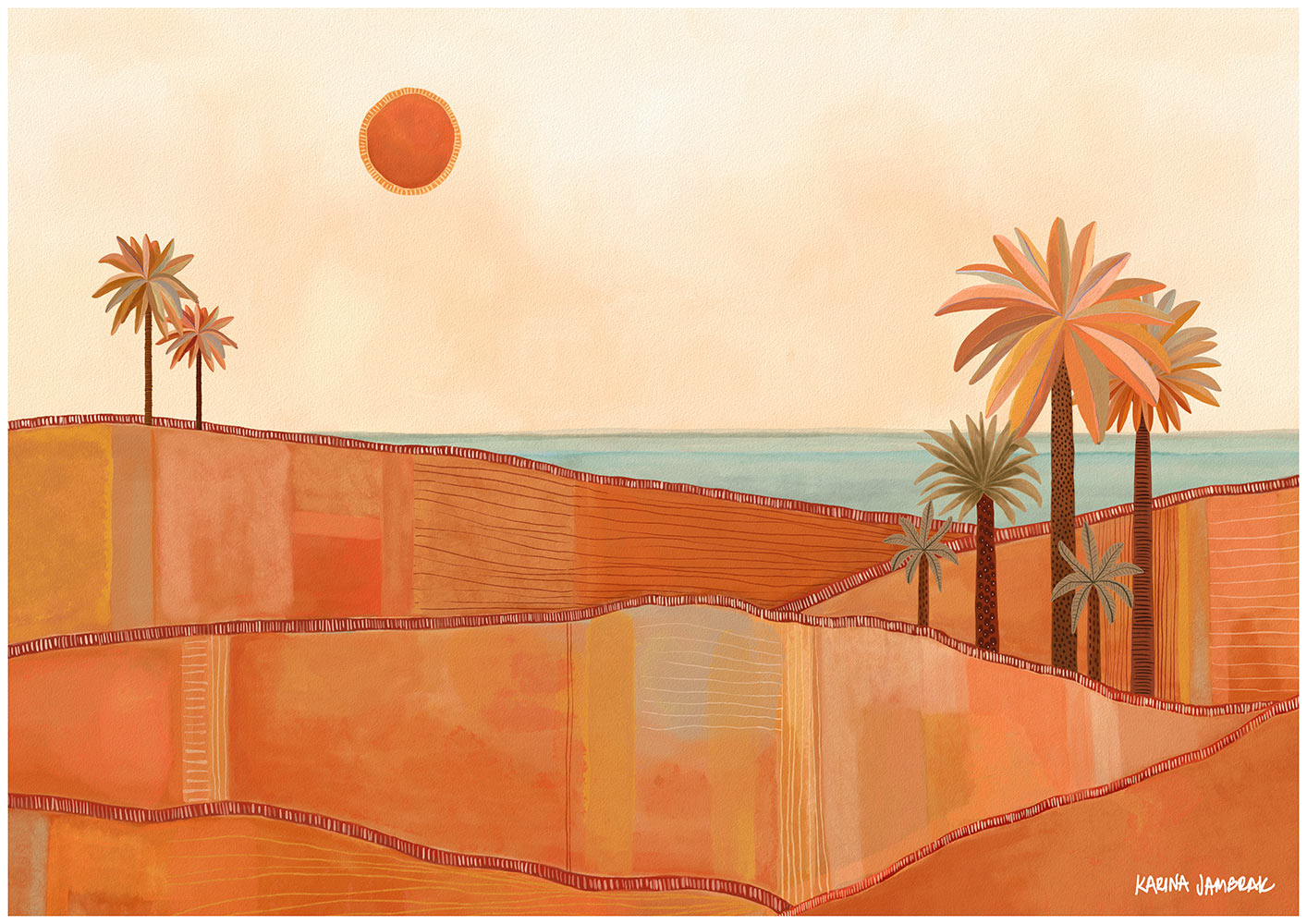 Red Sun Sky Landscape Fine Art Print