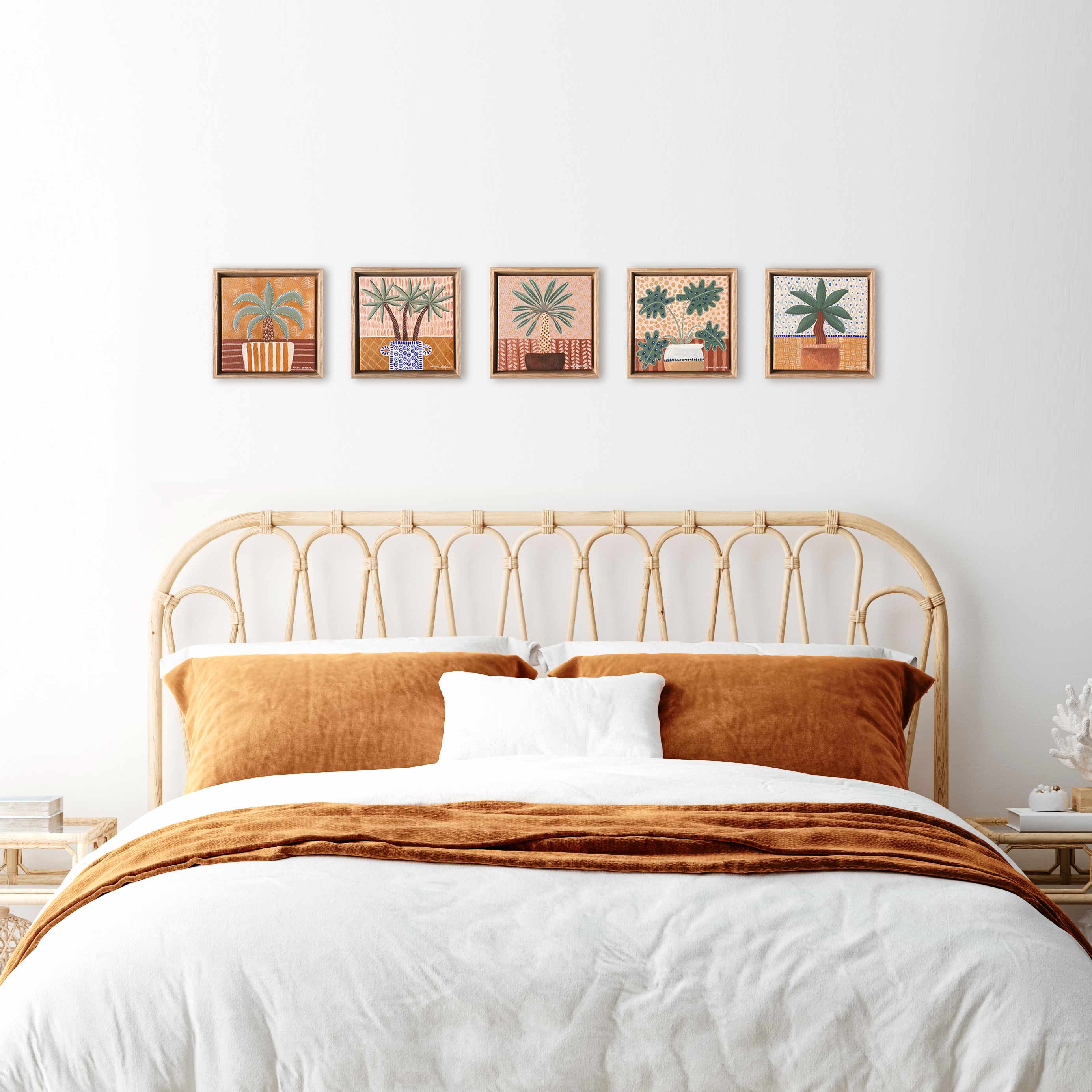 Mustard Wall Palm Framed Canvas Print