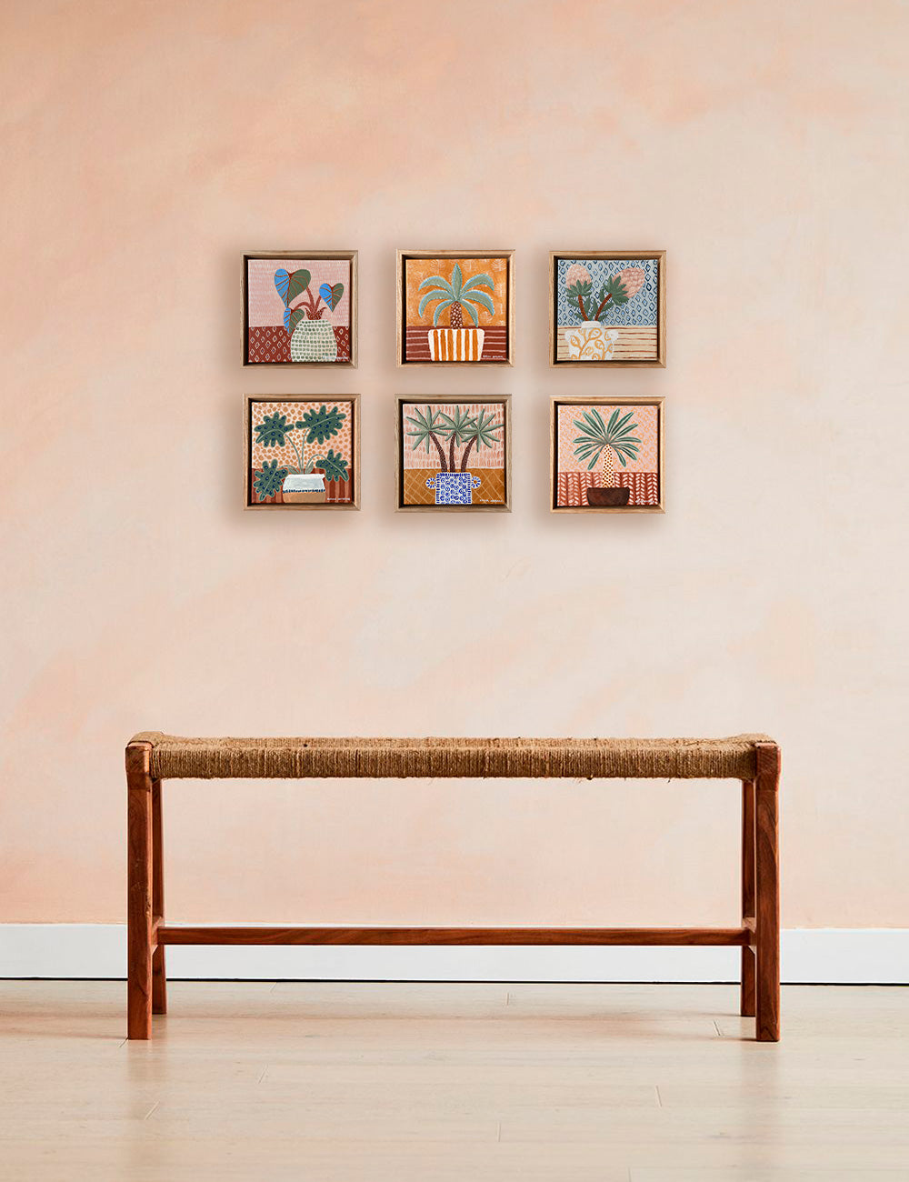 Mustard Wall Palm Framed Canvas Print