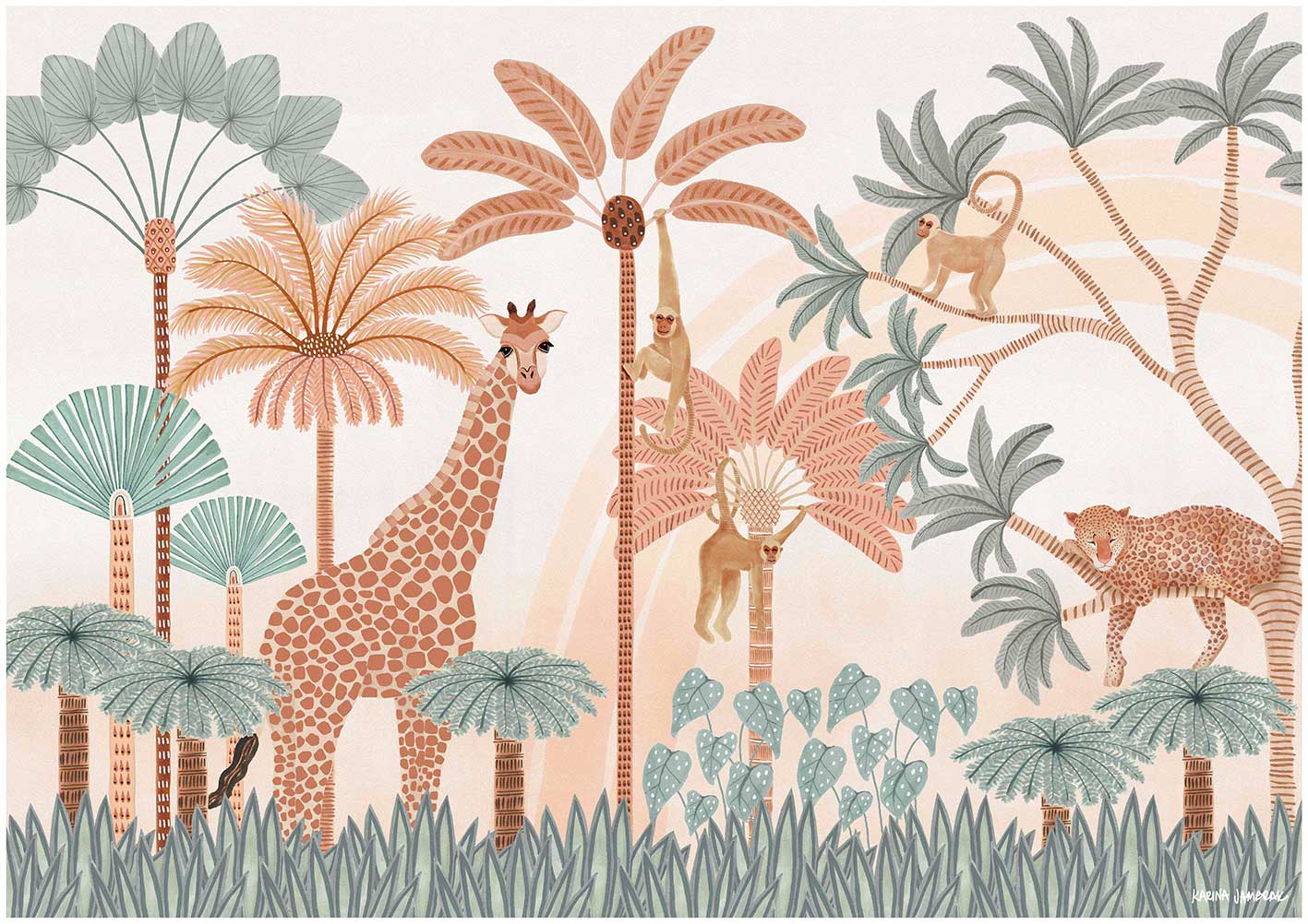 Rainbow Jungle Friends Fine Art Print