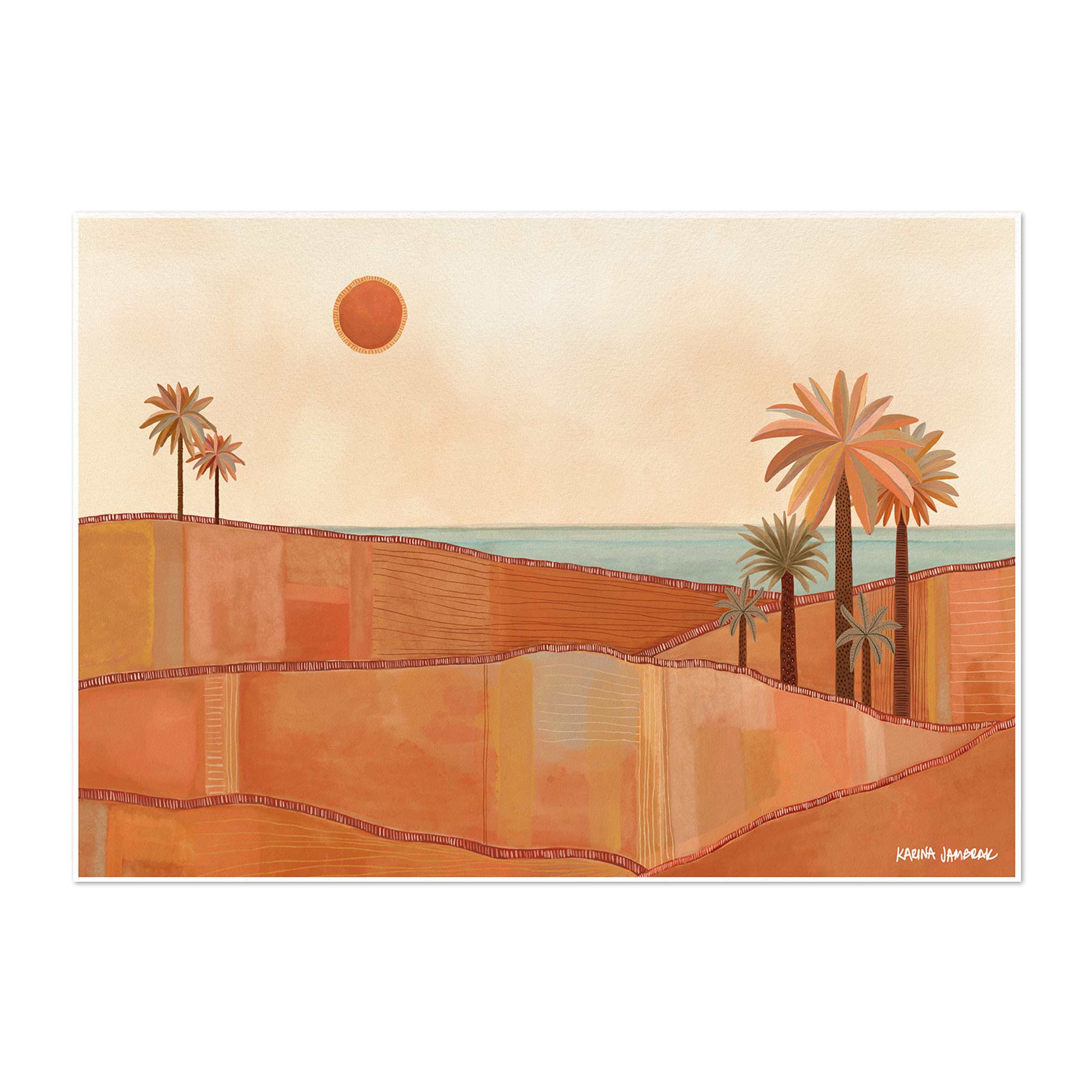 Red Sun Sky Landscape Fine Art Print