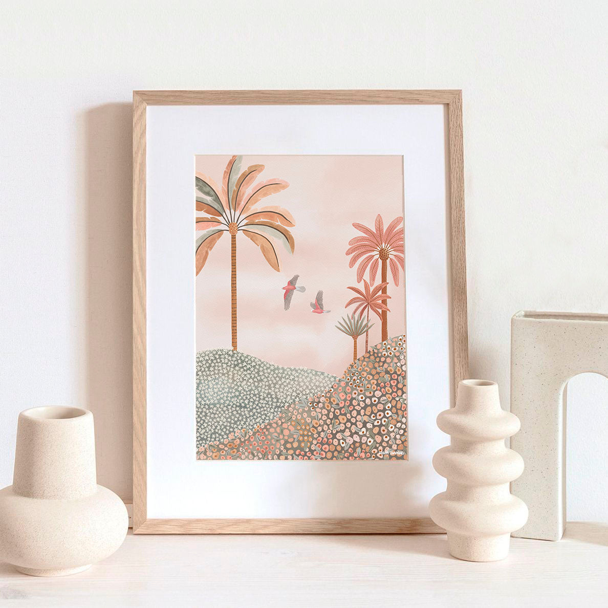 Wildflowers and Galahs Fine Art Print
