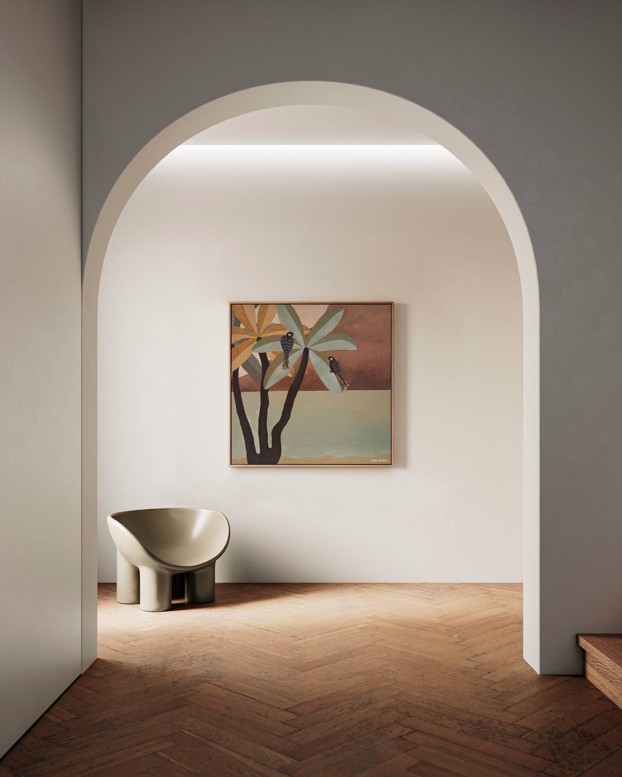 Black Cockatoos In Palms Fine Art Print