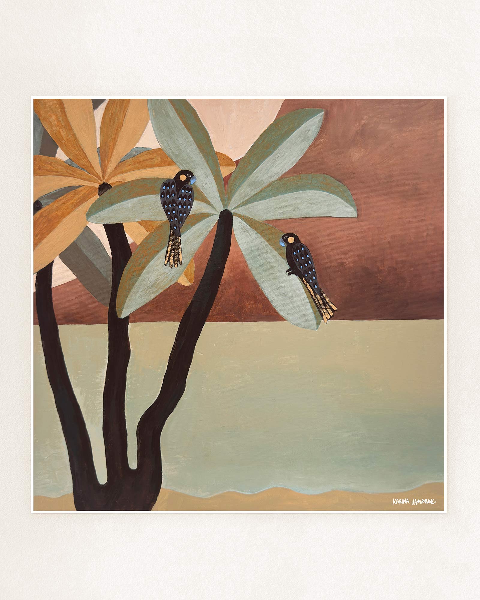 Black Cockatoos In Palms Fine Art Print