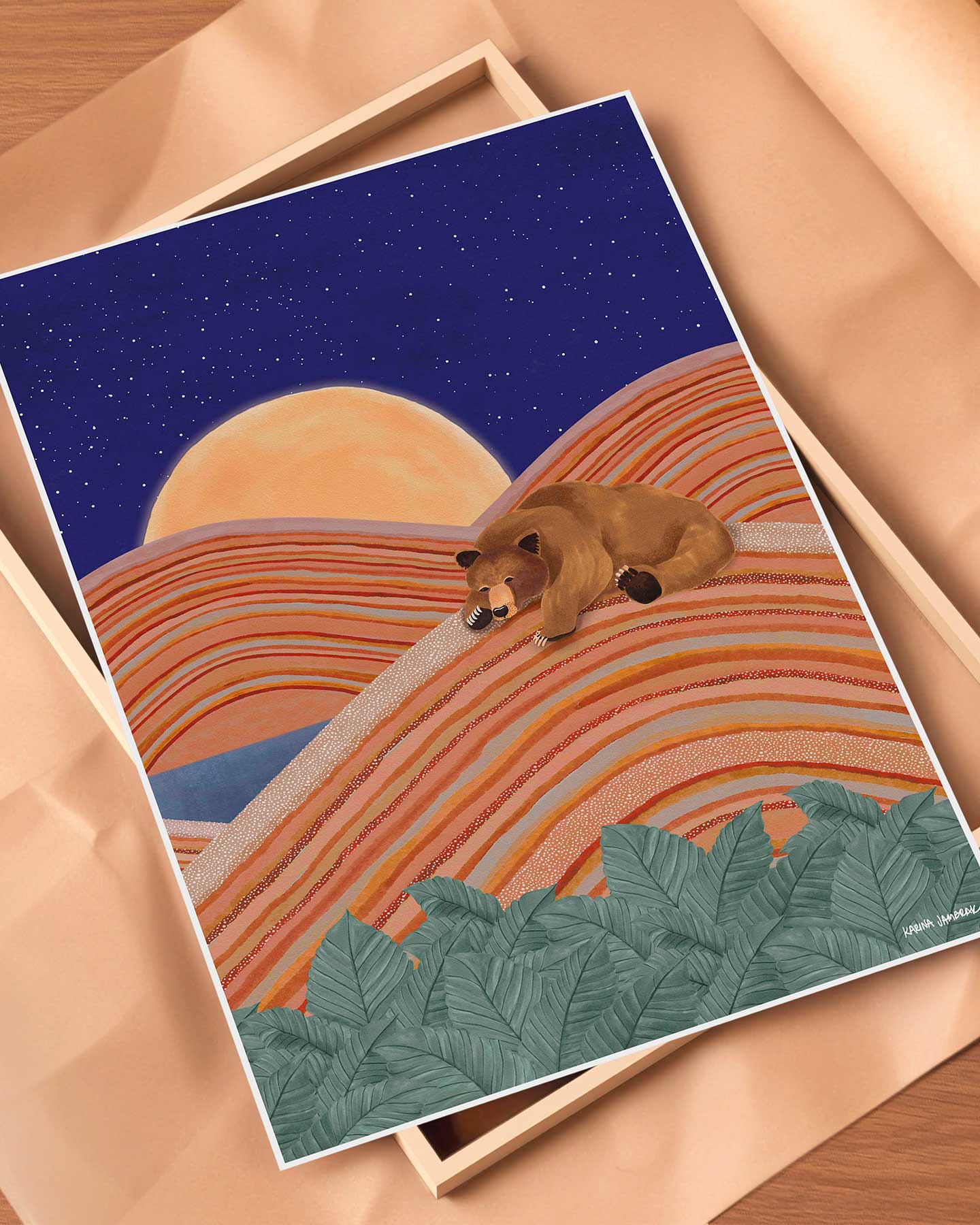 Moonlight Goodnight Bear Fine Art Print