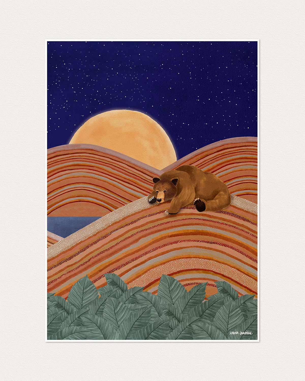 Moonlight Goodnight Bear Fine Art Print